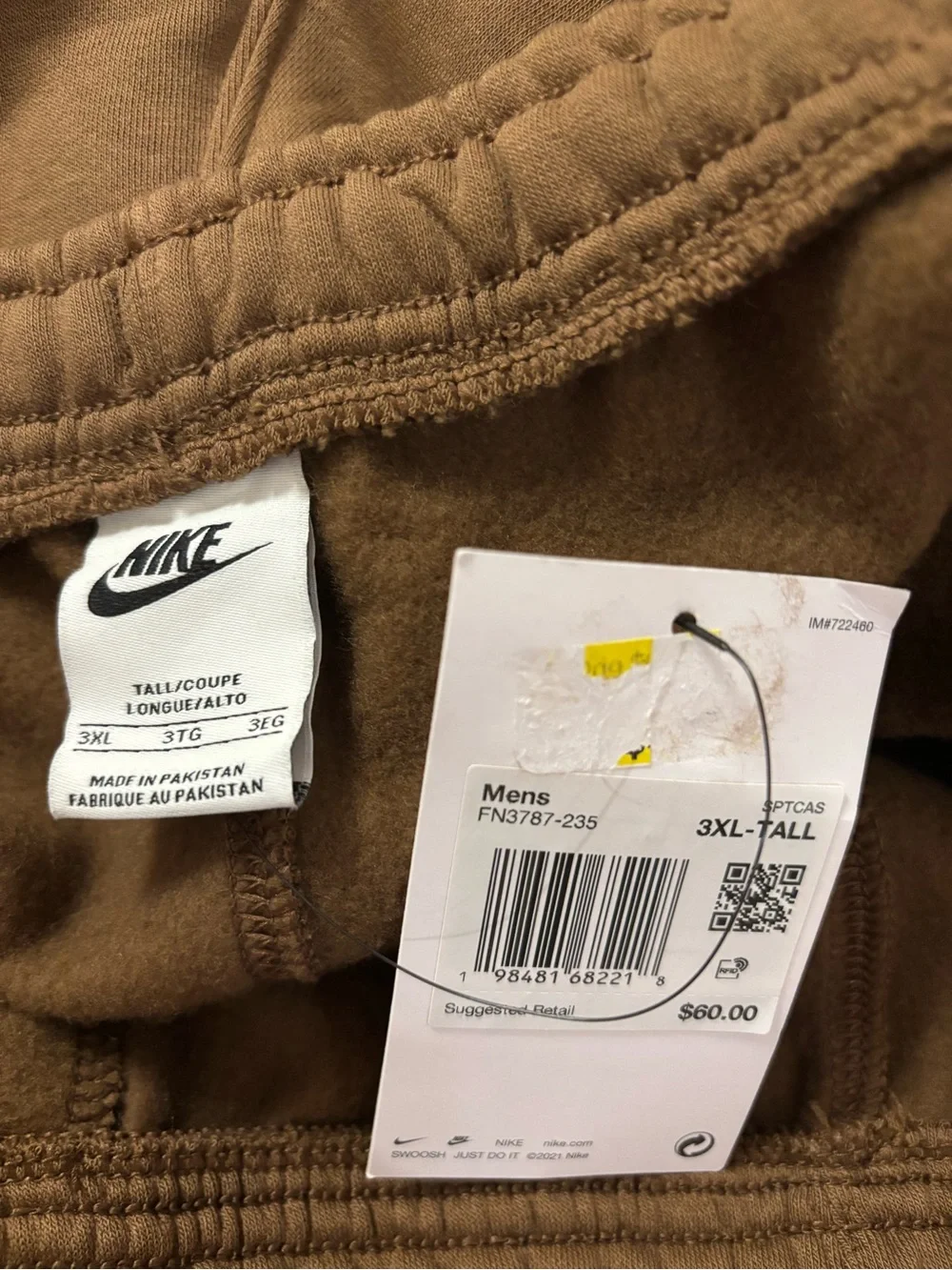 Nike Sportswear Club Tapered Joggers Mosswood Brown  Men's 3XL-Tall FN3787-235
